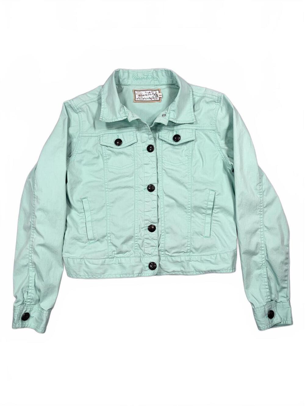Aventura Saints Jacket Teal 100% Cotton Button Up Women's M Lightweight Travel